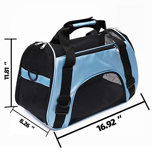 MuchL Pet Carrier Soft-Sided Carriers for Cat Carriers Dog Carrier for Small Medium Cats Dogs Puppies Pet Carrier Airline Approved Cat Dog Pet Travel Carrier (Small, Blue) - color: Small-Blue