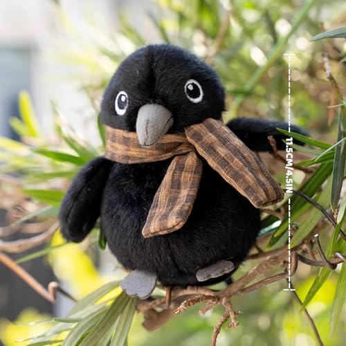 Black Crow Plushies with Shawls Bird Stuffed Animal Bag Pendant Little Crow Stuffed Plush Toy Christmas Birthday Valentine's Day Gift for Kids Girlfrends - color: Crow