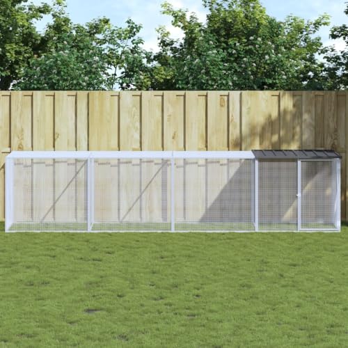Galvanized Steel Chicken Coop with Roof 158.7"x38.6"x35.4" Anthracite Cage for Hens Rabbits Ducks Outdoor/Indoor Use, Expandable Bunny Hutch with Lockable Door and Weather Protection - size: 158.7" x 38.6" x 35.4" (L x W x H)
