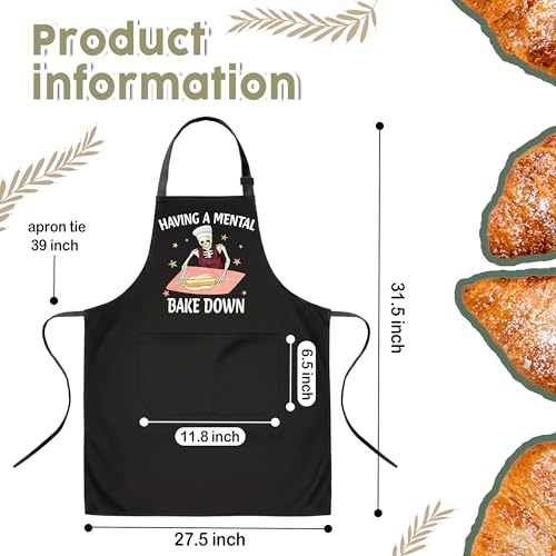 Having a Mental Bakedown Sourdough Apron for Women with Large Pockets - Funny Baking Aprons, Adjustable Kitchen Apron for Bread Making, Grilling - Unique Sourdough Gifts for Bakers & Moms - C15 - color: Having a Mental Bakedown 2