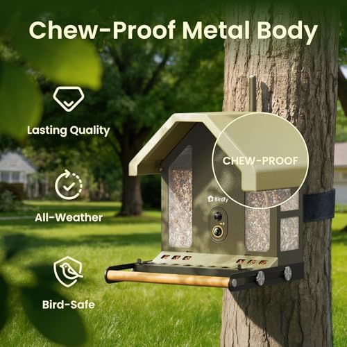 Smart Bird Feeder with 4K AI Camera, Dual-Band 2.4/5GHz Wi-Fi | 4K HDR Video, Lifetime Free AI Bird ID, Solar Powered, Full-Metal, Easy Setup & Sharing 20+ Family, Bird Watching Gift