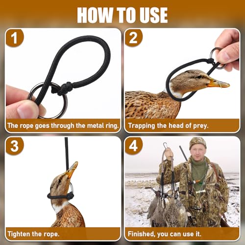 Duck & Bird Tote with 12 Drops Slip Ring, Metal Loop Goose & Duck Hanger, Waterfowl Tote, Dove Bird Carrier, Paracord