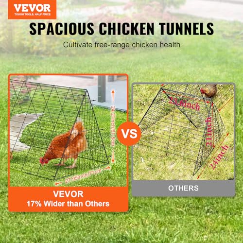 VEVOR Chicken Tunnels for Yard, DIY Metal Poultry Playpen for Outside with Waterproof Cover & Corner Frames, 2 Sets, 236.2 x 157.5 x 24.2 inch(LxWxH), Also Widely Used for Ducks, Rabbits, Geese Coop - size: 236.2"L x 157.5"W x 24.2"H, style: Panel + Corne