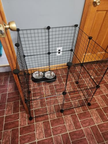 LANGXUN 16pcs Small Animal Playpen with Waterproof Mat, Pet Playpen, Rabbit Guinea Pig Cages, Puppy Kitten Playpen | Indoor & Outdoor Portable Metal Wire Yard Fence 13"x13" - style: 16 Metal Panels & Mat(13'' x 13")