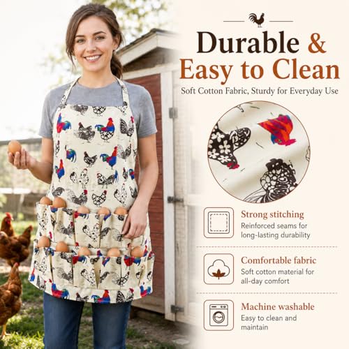 2 pack Egg Apron, Egg Collecting Apron for Chicken Duck Goose Eggs, with 13 Pockets Chicken Egg Apron for Women&Men