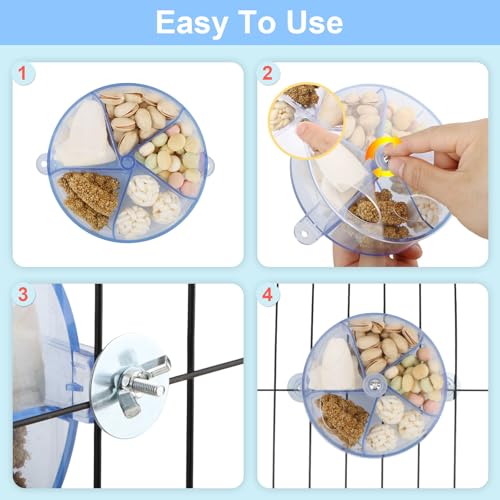 Bird Creative Foraging System Wheel Seed Food Ball Rotate Training Toy for Small and Medium Parrots Parakeet Cockatiel Conure (Clear Blue) - color: Clear blue