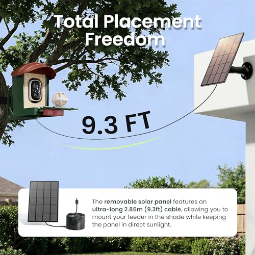 Bird Feeder with Camera Solar Powered, 3K HD Video, AI Bird Recognition, Auto Capture with Instant Notifications, IP65 Weatherproof, Gifts for Seniors Bird Watchers, Brown - color: Brown-3K
