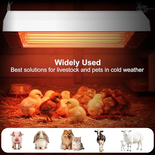 450W Heat Lamp for Chickens, Carbon Fiber Heater for Chick Brooder | Hanging Chicken Coop Heater, Adjustable Temp & Time & Height, Chicken Brooder Heating Lamp for Poultry, Livestock & Pets