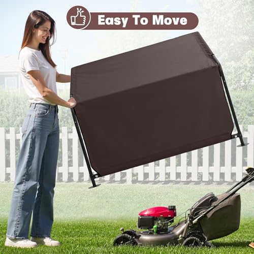 Dog Shade Shelter Outdoor 4'x4'x3' Tent for Large Medium Dogs, Outside Sun Rain Canopy Pet House for Livestock Pigs Cats with Waterproof Roof Ground Nails,Brown - color: Brown