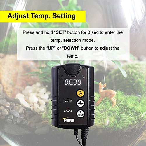Simple Deluxe 150W Reptile Heat Bulb and 40-108 Degrees Fahrenheit Digital Thermostat Controller Included, for Amphibian Pet & Incubating Chicken, Black - size: 150 Watts, style: Bulb+Thermostat