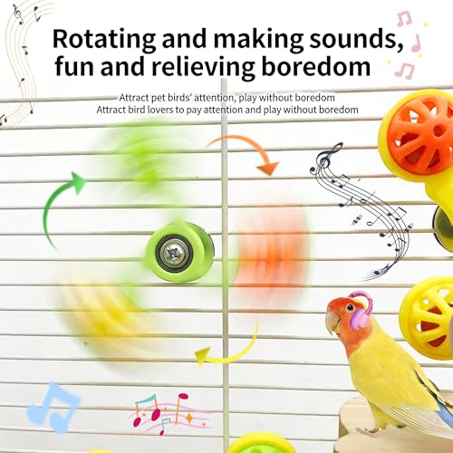 Spinning Bird-Toys Bird Cage Toys & Bird Perch Parrot-Parakeet Budgie Cockatiel Conure Macaw Chicken Parrot Enrichment Cage Accessories Small Animal Chewing Toy (Green Spinner Bell) - color: Green Spinner Bell