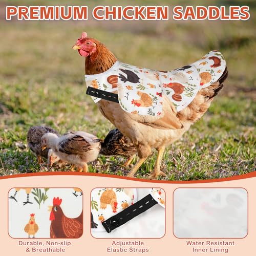 Esmorah Chicken Saddle for Hens, Large Breathable Anti-Pecking Hen Saddle | Chicken Aprons with Extended Shoulders, Wing & Tail Coverage Protection - Adjustable Straps for Feather Regrowth - color: Orange,Black,White