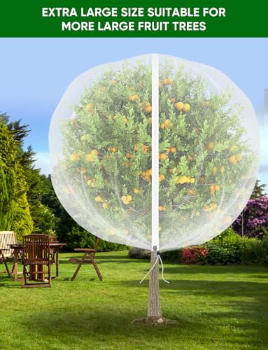 Fruit Tree Netting with Zipper - 4Pcs 5.3 x 8 FT Garden Bird Netting for Blueberry Bushes with Drawstring,Insect Plant Protection Mesh Net Bags for Tomato,Flowers,Animals,Cherry (4, 5.3 x 8 FT) - size: 5.3 x 8 FT