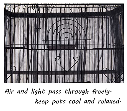 Tamu style Bird Cage Seed Catcher, Large, Stretchy Form Fitting Mesh Skirt Cover for Parrot Enclosures, Light and Breathable Fabric, Prevent Scatter and Mess, Reusable,Adjustable, Lightweight,Black | Stretchy bird cage cover with nylon netting; breathable