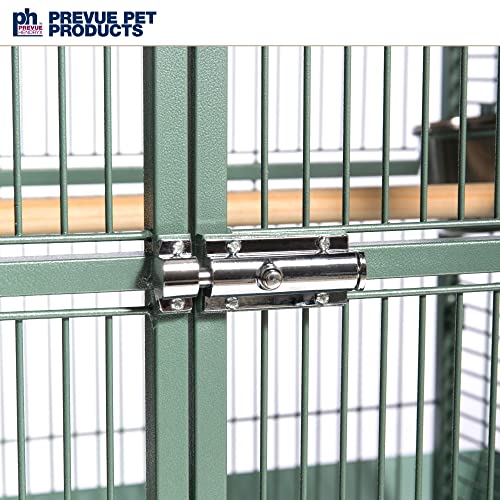 Prevue Hendryx Pet Products Wrought Iron Select Bird Cage 3152SAGE Sage Green, 24-Inch by 20-Inch by 60-Inch | Large Steel Cage with Rolling Stand, and Playtop, Durable Design, Ideal for Conures and Medium Birds - color: Sage Green, size: 24.0"L x 20.0"W