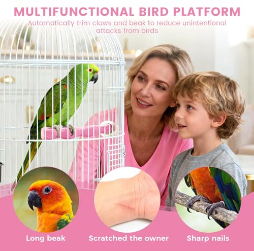 2pcs Bird Beak Grinding Stone, Anti-Slip Parakeet Nail Trimming Stick Resin, Bird Parrot Cage Perch Stand Platform Foot, Claws Trimmer Chewing Toys for Budgies, Parakeets, Cockatiels, Conures - color: Pink