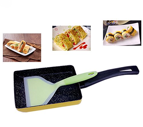 Silicone Wrapped Plastic Fish Spatula Pancakes Shovel Non-Stick Heat-Resistant Wide Flat Turner For Egg Tamales Pizza (Green) - color: Green 1