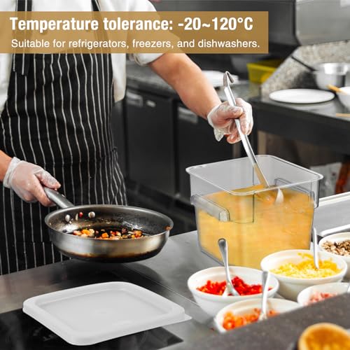 FoldTier 2 Pieces Square Food Storage Containers Polycarbonate Clear food Container with Lid Commercial Storage with Graduations for Commercial Kitchen Dough Marinating Meat(White,6 Qt) - color: White, size: 6 Qt