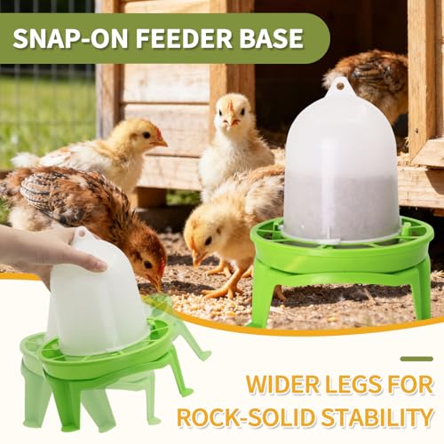 Chicken Feeder and Waterer Set with Legs, Poultry Waterer No Waste | 1.5L Waterer and 1.5kg Feeder leak proof, Baby Chick Starter Kit 3 Chassis Detachable, Handle for Ducks/Quail
