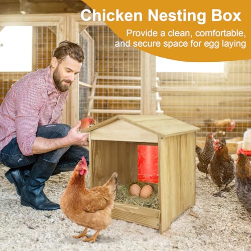 Chicken Nesting Box 3 Compartments - Wall Mount Wooden Egg Laying Nest Box for Chicken Coop, Easy to Assemble & Versatile Use for Hens, Ducks, Chickens