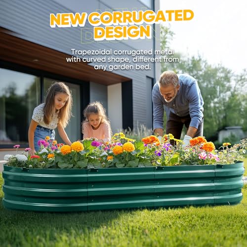 King Bird Raised Garden Bed Quick-Setup 74x36x12 in 2PCS | Galvanized Planter Box Outdoor for Gardening, Vegetables, Flowers, Green - color: Green, size: 2X 74X36X12 in