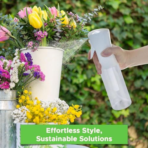 VIGOR PATH Continuous Mist Spray Bottle – Fine Mist Sprayer for Hair, Plants, Cleaning & Beauty – Refillable & Reusable Water Spray Bottle (Clear, 10oz) - color: Clear - 10oz