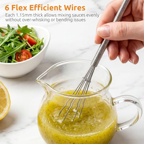 U-Taste 600ºF Heat Resistant 13.6in Solid & Slotted Thick Kitchen Silicone Turners (Black) and 18/8 Stainless Steel 7" Mini Whisk for Cooking