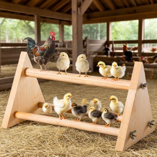 Chicken Perch for Coop -size13 L x 5.9" W x 6.5" H- Heavy Duty Poultry Roosting Bar with Natural Pine Wood-Durable Chicken Coop Accessories，Chick Perch Training Toys for Bird Baby Chicks Parrot