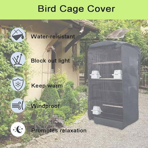 Bird Cage Cover for Night with Blackout for Parrot & Birds, Black | Universal Fit for Square Cages, Durable Washable Fabric, Blackout Birdcage Cover for Parakeets Lovebirds Budgies Macaw Conure