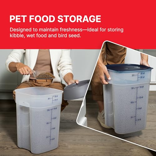 Cambro FreshPro 22 Quart (QT) Food Storage Container with Lid (Restaurant Grade) - for Food Prep, Commercial Kitchen, Pet and Dog Food Container (Translucent) - size: 22 Quart