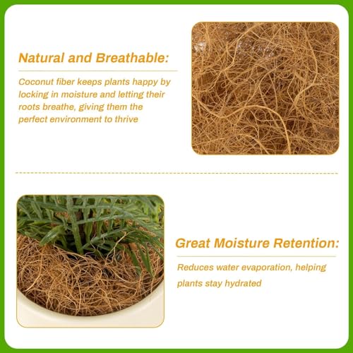 MAQIHAN Natural Coconut Husk Fiber - Organic Coconut Husk Silk for Plants | Organic Coco Coir for Bird Nesting Material, Potting Soil Cover, Greenery Covering, Home Decoration, Natural Plant Fiber 85g