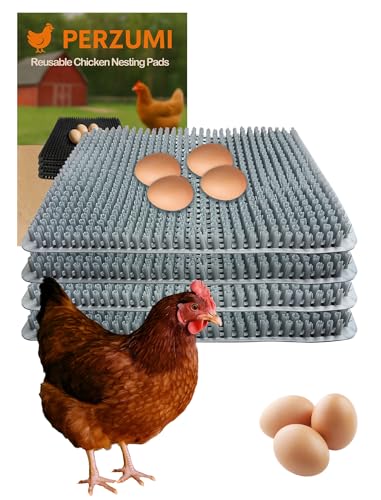 4-Pack Washable Chicken Nesting Pads for Chicken Coop, 13x11in Reusable Nest Box Liners, Trim-to-Fit Open-Grid Bedding for Cleaner Eggs, Heavy-Duty Poultry Supplies (Grey) - color: Grey, size: 4-Pack