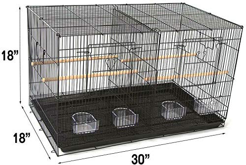 Seny Lot of 4 Breeding Bird Carrier Cage with Dividor for Parakeet Canary Finch Lover Bird (Black) - color: Black