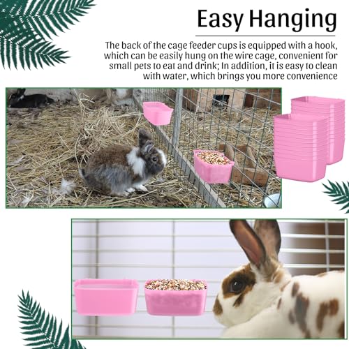 Zhehao 20 Pcs Bird Cage Cups Chicken Feeder Waterer Cups 18 oz Pigeon Feeder Plastic Poultry Wire Cage Hanging Chicken Water Bowl for Pet Bunny Poultry(Pink) - color: Pink