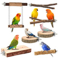 7-Piece Bird Perches for Cage- Wooden Parrot Stand with Fork Toys, Hanging Multi-Branch Platform, Hammock Swing, Gym Playstand & Chewing Toys - for Parakeets, Budgies, Lovebirds - Durable