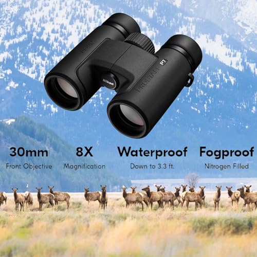 PROSTAFF P7 8x30 (16770) Black Binoculars Bundle with Lens Pen and Cleaning Cloth, Compact Binoculars for Adults for Hunting, Bird Watching, and Hiking Essentials, Zoom Lightweight Travel - style: P7 8x30