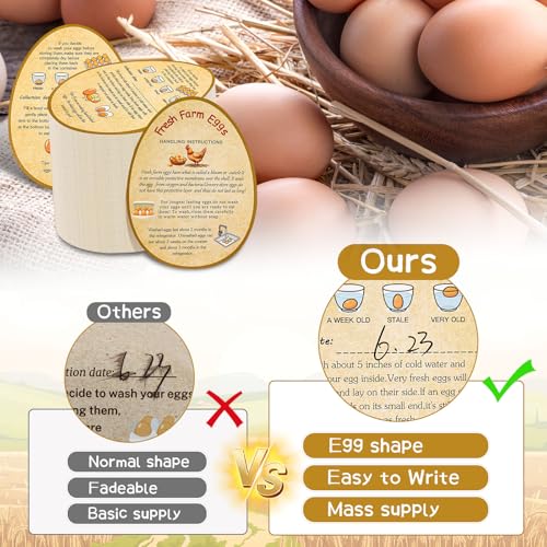 250PCS Farm Fresh Egg Handing Instruction Cards,2.7inch×3.5inch Double-Sided Printing Eggs Shape Sign for Farm Packaging cartons,Easy to Write The Collection Date. - style: Egg Handing Instruction