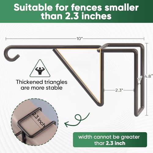 4 Pack Vinyl Fence Hooks, Heavy Duty Durable Brown Fence Plant Hangers for Outdoor, Patio Hooks, Over The Fence Hook for Hanging Plants, Flower Baskets, Bird feeders, Lights, Pool Equipment - color: Brown