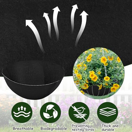 12x120 Inch Planter Liner Roll Fabric Planter Basket Liner Non Woven Black Felt Window Box Liners Coconut Fiber Liner Roll Replacement Hanging Basket Liner Coco for Plants Flower Outdoor Indoor Garden - size: 12 x 120 Inch