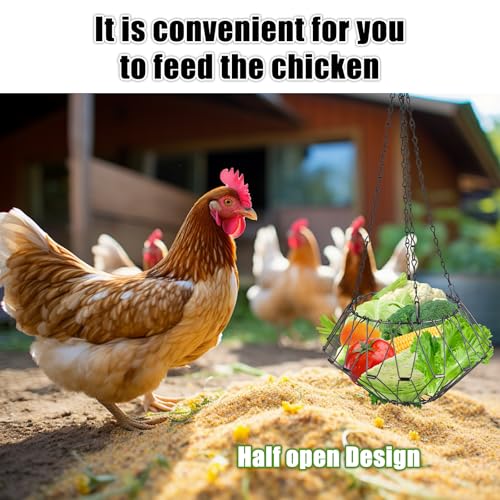 Hanging Chicken Feeder, Foldable Chicken Vegetable and Fruit Food Dispenser, Poultry Feeding Basket with 4 Hanging Chains, Poultry Feeding Vegetable Fast Food Ball (1 Pack) - size: Bag 1Pack