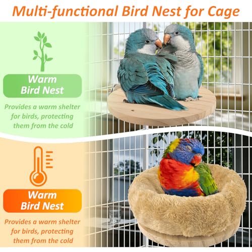 DBNESS Medium Bird Nest for Cage, Removable Plush Parrot Hammock Warm Resting Perch Platform for Budgies Cockatiel Conure Parakeet Hamster Washable Breeding Sleeping Lay Eggs Nesting - size: M