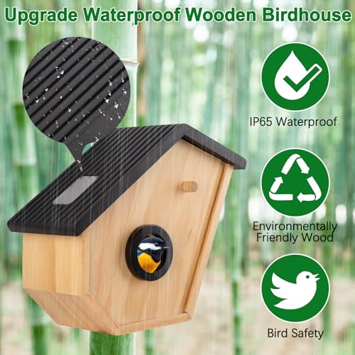Bird House with Camera Solar Powered,2K HD Bluebird House with Camera Inside Solar Powered,Watch Nesting in Real Time,2.4G WiFi,Night Vision,Motion Detection&App Notification,Gift for Bird Lovers - color: Black-03, style: Hexagon