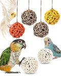 Bissap 6PCS Small Parrot Chew Toys, Sola Balls Conure Chewing Foraging Toys Colorful Bird Foot Balls for Cockatiels Cockatoos Parakeets Love Birds Small Parrot Cage Bite Toys - style: Balls