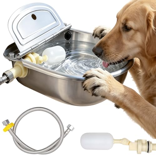 Automatic Water Dispenser for Dogs and Cats - Stainless Steel Dog Water Bowl Dispenser Outdoor Large Pets Waterer Feeder for Poultry and Livestock