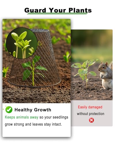 12 Pcs Chicken Wire Cloche Plant Covers, 9 Inch Metal Plant Protectors | Heavy-duty garden netting helps protect plants from rabbits, squirrels, birds and other small animals