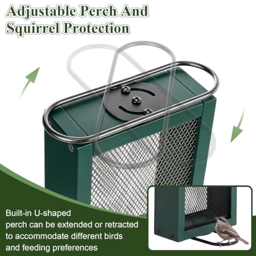 2 Pack Thistle Bird Feeder for Outside Hanging, Heavy Duty Metal Mesh Handmade Wood Feeder, 3 lb Large Seed Capacity, Sliding Mesh, Adjustable Perch, Squirrel Resistant