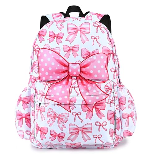 White Pink Kids Backpack School Backpack Teens Bookbag for Girls Boys Hiking Camping Travel Sports - color: White