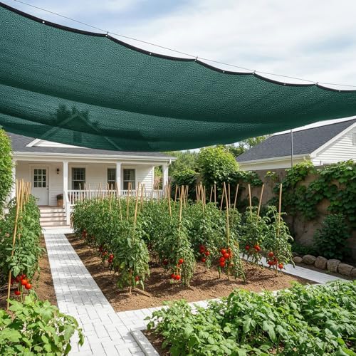 SUNNY GUARD Sun Shade Cloth, 6 x 12 FT Green HDPE Mesh | 85-95% Breathable shade cover creates a cooler space for plants, vegetables, greenhouses, patios, chicken coops, and kennels - color: 90 SHADE-GREEN, size: 6 FT x 12 FT