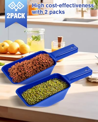 2 Cup Dog Food Scoop(2 Pack), Plastic Pet Food Scoop with Measuring Lines for Accurate Pet Food Portions,Dishwasher Safe (Blue) - color: Blue