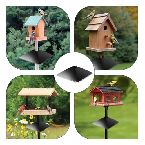 Metal Squirrel Baffle for 4x4 Post, 17 Inch Squirrel Guard for for Bird Feeder Poles, Wooden Pole Mount Squirrel Proof to Keep Squirrels and Raccoons Out of Bird feeders, Black